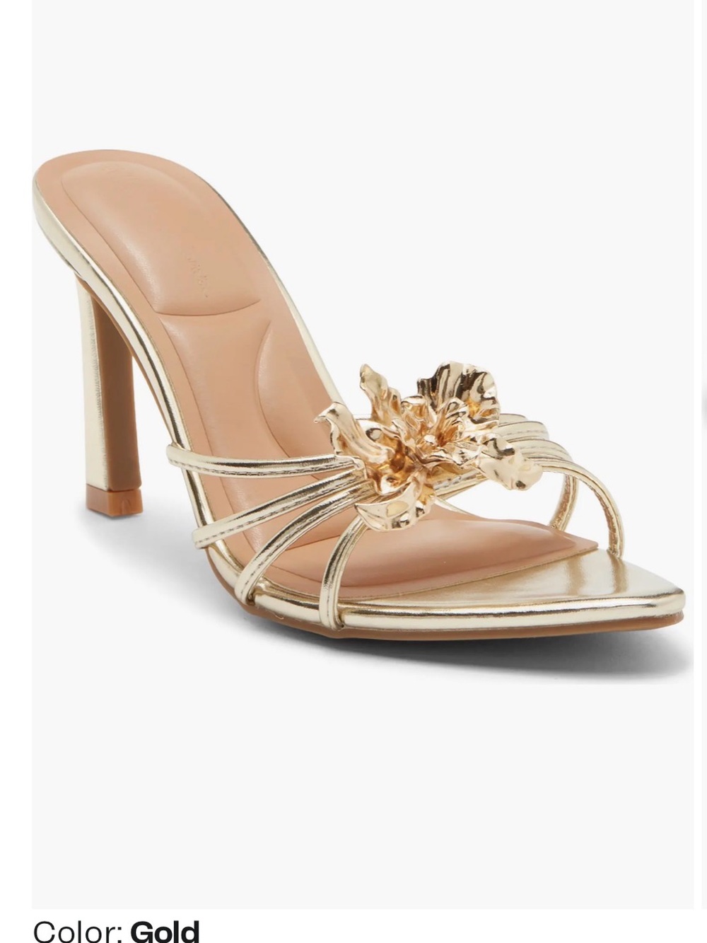 Wild Diva Gold Floral Metallic High Heel Slide